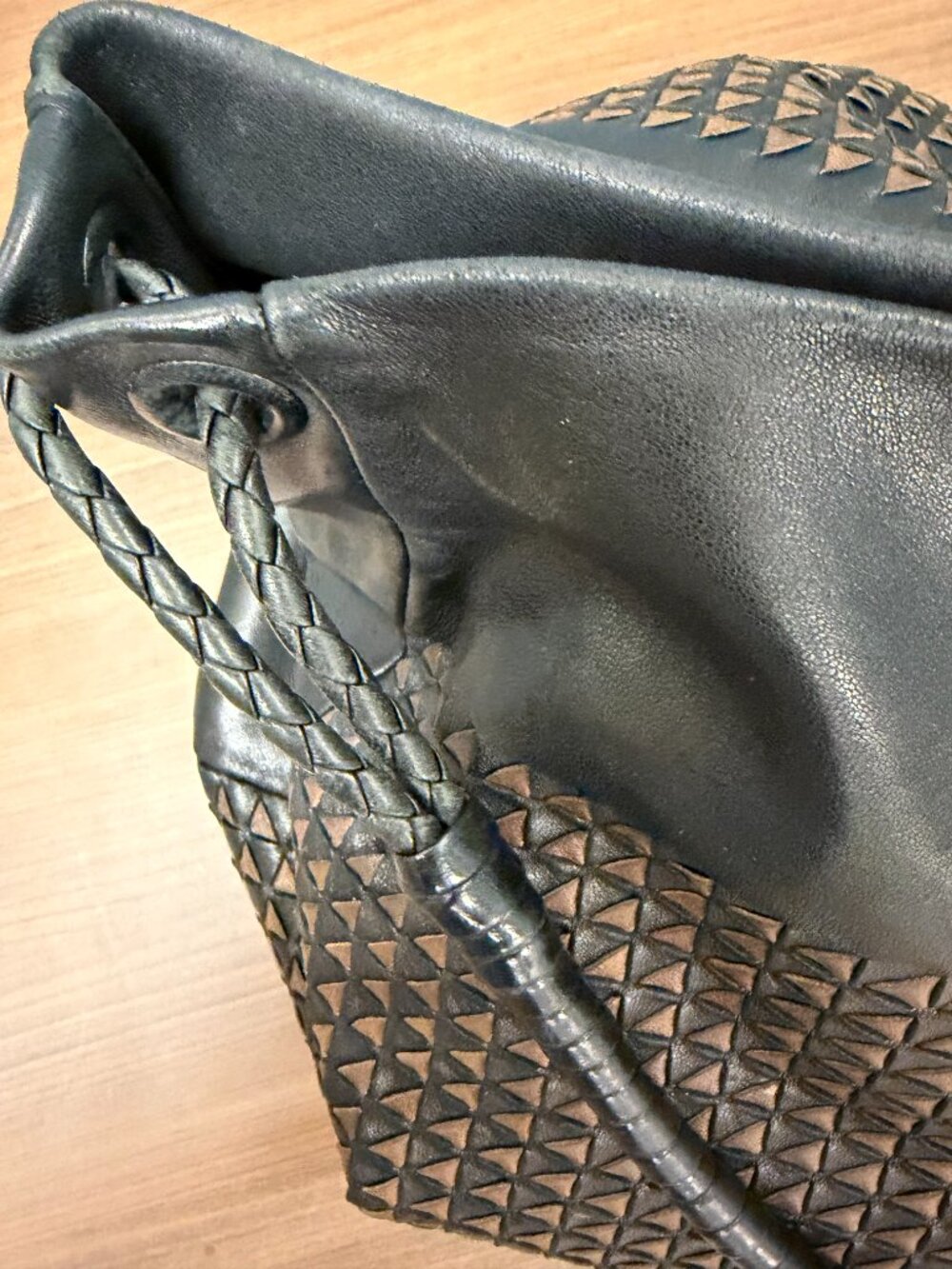 BOTTEGA VENETA Intrecciato Hand Bag Tote Bag Shoulder Bag Leather Brown Large - Picture 5 of 8